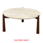 Wilbur Travertine Top and Brown Finish Mango Wood Coffee Table