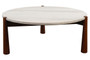 Wilbur Travertine Top and Brown Finish Mango Wood Coffee Table