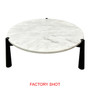 Wilbur White Marble Top and Black Finish Mango Wood Coffee Table