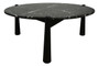 Wilbur Black and White Marble Top Coffee Table with Mango Wood Legs
