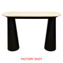 Waris Travertine Top and Black Mango Wood Console Table