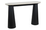 Waris Travertine Top and Black Mango Wood Console Table