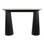 Waris Travertine Top and Black Mango Wood Console Table