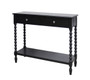 Heritage Two Drawer Bobble Detail Black Wooden Console Table