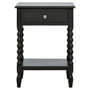 Heritage One Drawer Bobble Detail Black Wooden Bedside Table