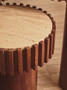 Babel Round Travertine and Mango Wood Side Table