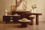 Babel Round Travertine and Mango Wood Side Table