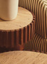 Babel Round Travertine and Mango Wood Side Table