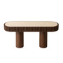 Babel Travertine and Mango Wood Curved Console Table