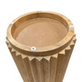 Barto Round Mango Wood Carved Ridged Side Table and Stool