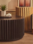 Barto Round Mango Wood Carved Ridged Side Table and Stool