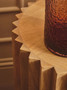 Barto Round Mango Wood Carved Ridged Side Table and Stool