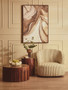 Barola Round Brown Marble and Dark Mango Wood Carved Side Table