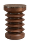 Barola Round Brown Marble and Mango Wood Carved Side Table