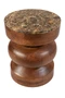 Barola Round Brown Marble and Mango Wood Carved Tiered Side Table