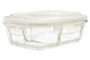 Freska 2 Section Rectangular Glass Container With Lid 640 ml