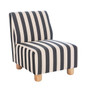 Parlan Black and White Stripe Armless Chair with Wooden Feet