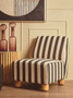 Parlan Black and White Stripe Armless Chair