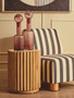 Parlan Black and White Stripe Armless Chair