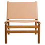 Kendari Natural Leather and Teak Modern Sling Chair