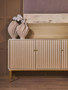 Dusino Champagne Gold Finish Three Door Flute Detail Sideboard