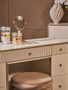 Dorsino Ivory Wood Veneer Seven Drawer Dressing Table