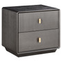 Dorsino Brown Grey Wood Veneer Two Drawer Bedside Table