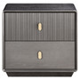 Dorsino Brown Grey Wood Veneer Two Drawer Bedside Table