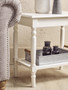 Heritage White Wooden Side Table with Lower Shelf