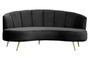 Hasna Three Seat Black Velvet Sofa