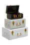 Parley Set of Three White Grey and Black Storage Trunks