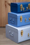 Parley Set of Three Assorted Blue Storage Trunks