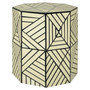 Hassa Ivory and Black Resin Geometric Stool and Side Table