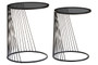 Trento Black Set of 2 Round Side Tables with Glass Tops