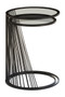 Trento Black Set of 2 Round Side Tables with Glass Tops