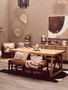 Lovina Wood and Natural Rattan Armchair