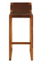Kendari Brown Leather Bar Chair with Teak Wood Frame