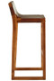 Kendari Brown Leather Bar Chair with Teak Wood Frame