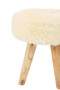 Kendari Cream Faux Fur and Teak Wood Stool