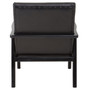 Kendari Black Leather and Teak Wood Armchair