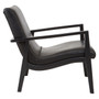 Kendari Black Leather and Teak Wood Armchair
