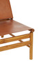 Kendari Brown Leather and Teak Modern Sling Chair