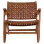 Inca Lattice Design Brown Leather Armchair