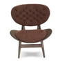 Vinsi Brown Velvet Chair with Dark Elm Wood Frame