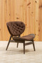 Vinsi Brown Velvet Chair with Dark Elm Wood Frame