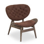 Vinsi Brown Velvet Chair with Dark Elm Wood Frame