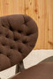 Vinsi Brown Velvet Chair with Dark Elm Wood Frame