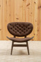 Vinsi Brown Velvet Chair with Dark Elm Wood Frame