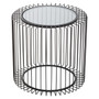 Trento Black Metal Round Side Table with Glass Top