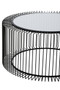 Trento Black Metal Round Coffee Table with Glass Top